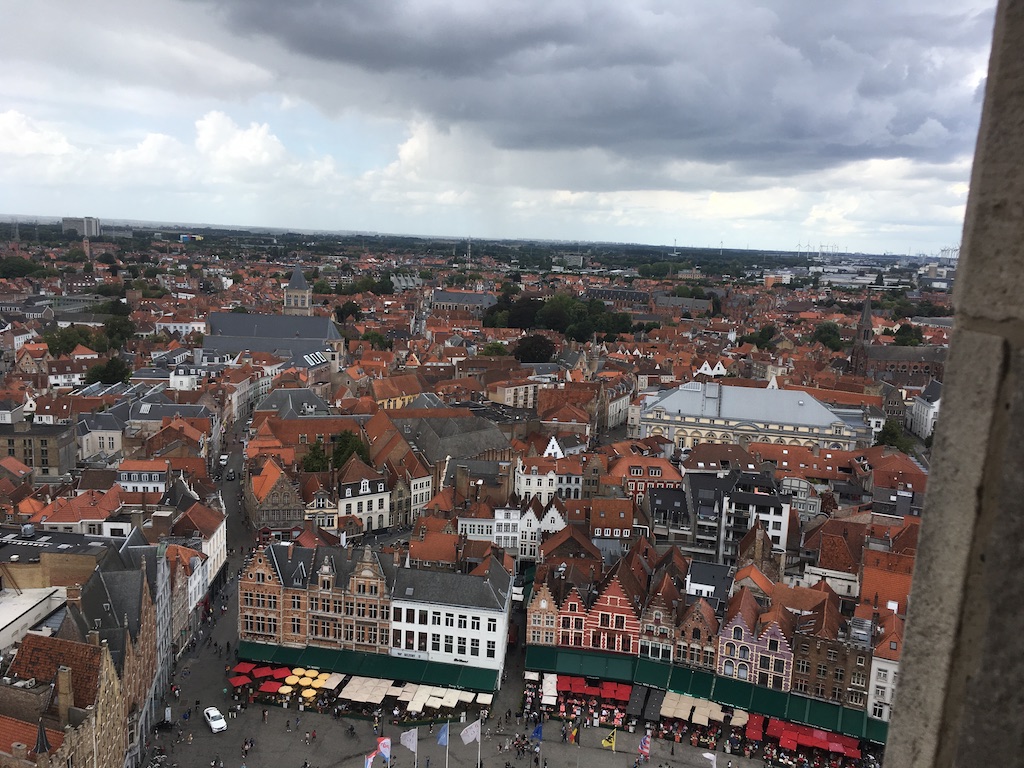 I walked up the Belfry and looked down on the busy marketplace